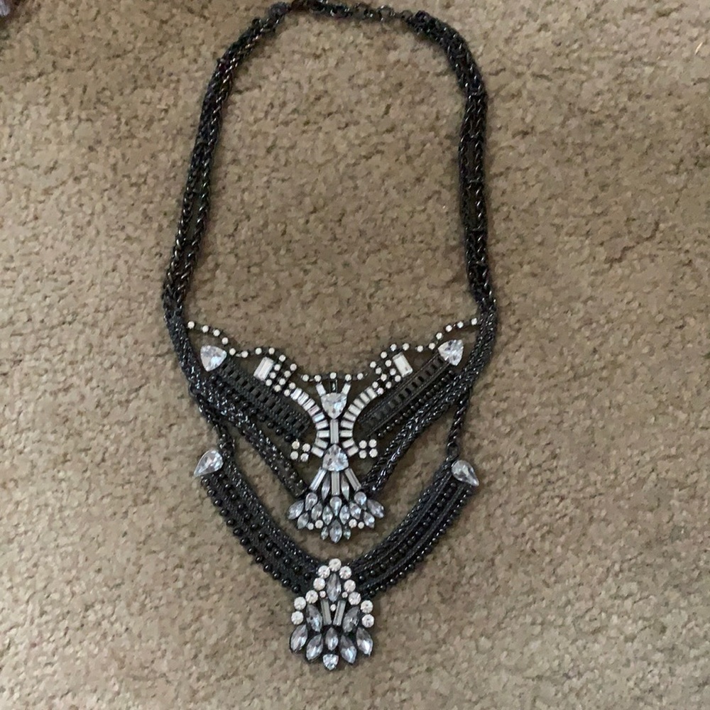 BaubleBar Gunmetal and Clear Crystal Statement Necklace